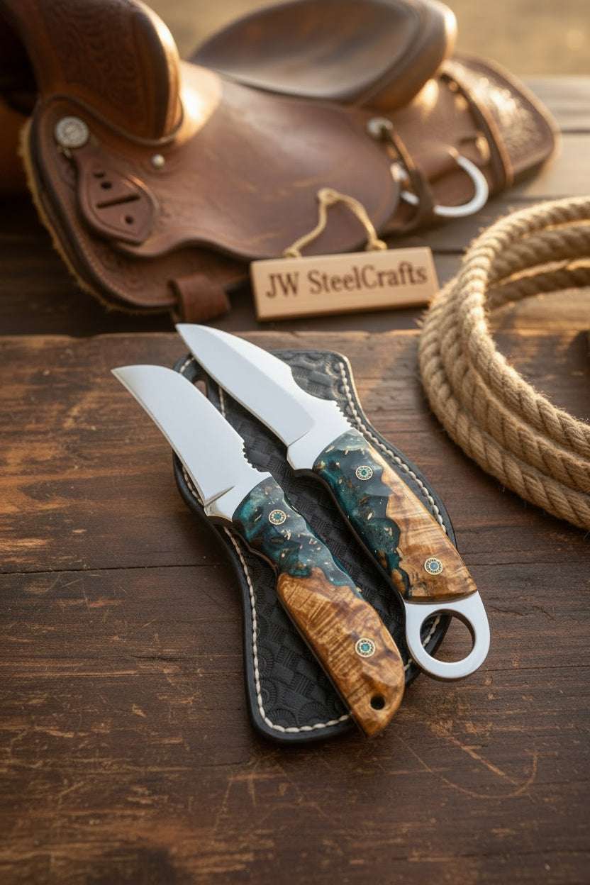 Palmarius Outdoors Timberline River Skinner Duo Handmade wood handle Set of 2 Skinner Knife