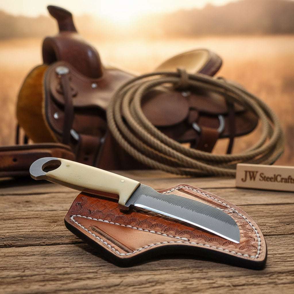 Palmarius Outdoors Ivory Sunburst Bull Cutter Knife 8" Handmade Carbon Steel With Ivory Bone Handle Bull Cutter Knives Set