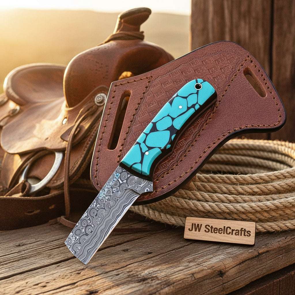 Palmarius Outdoors Mosaic Range Bull Cutter Knife 7" Handmade Turquoise Inlay Resin Handle Bull Cutter Knives Set