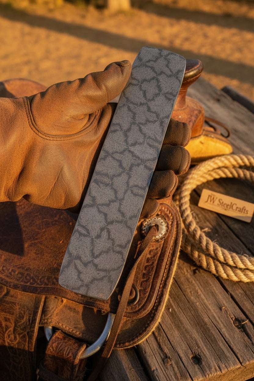 Palmarius Outdoors Stonebrand Damascus Billet Bar 10" Handmade Mosaic Turtle Shell Bullet bar