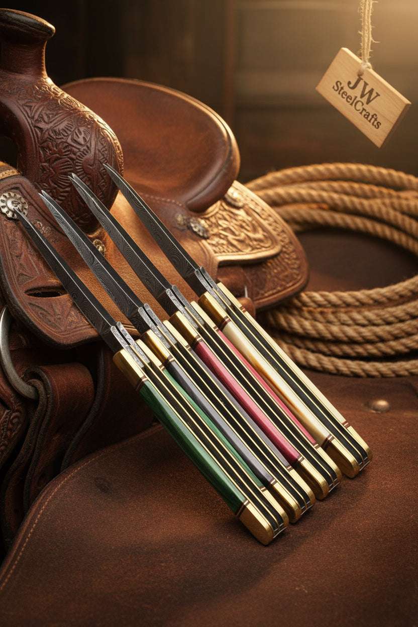 Palmarius Outdoors Ranchfold Pocket Folding Knife Set 7.5" Handmade Set of 4 Folding Knife