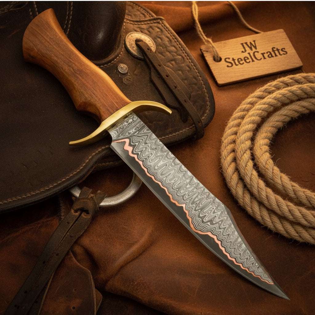 Palmarius Outdoors Timberland Trapper Bowie Knife 10" Handmade Damascus Presentation Box Bowie Knife