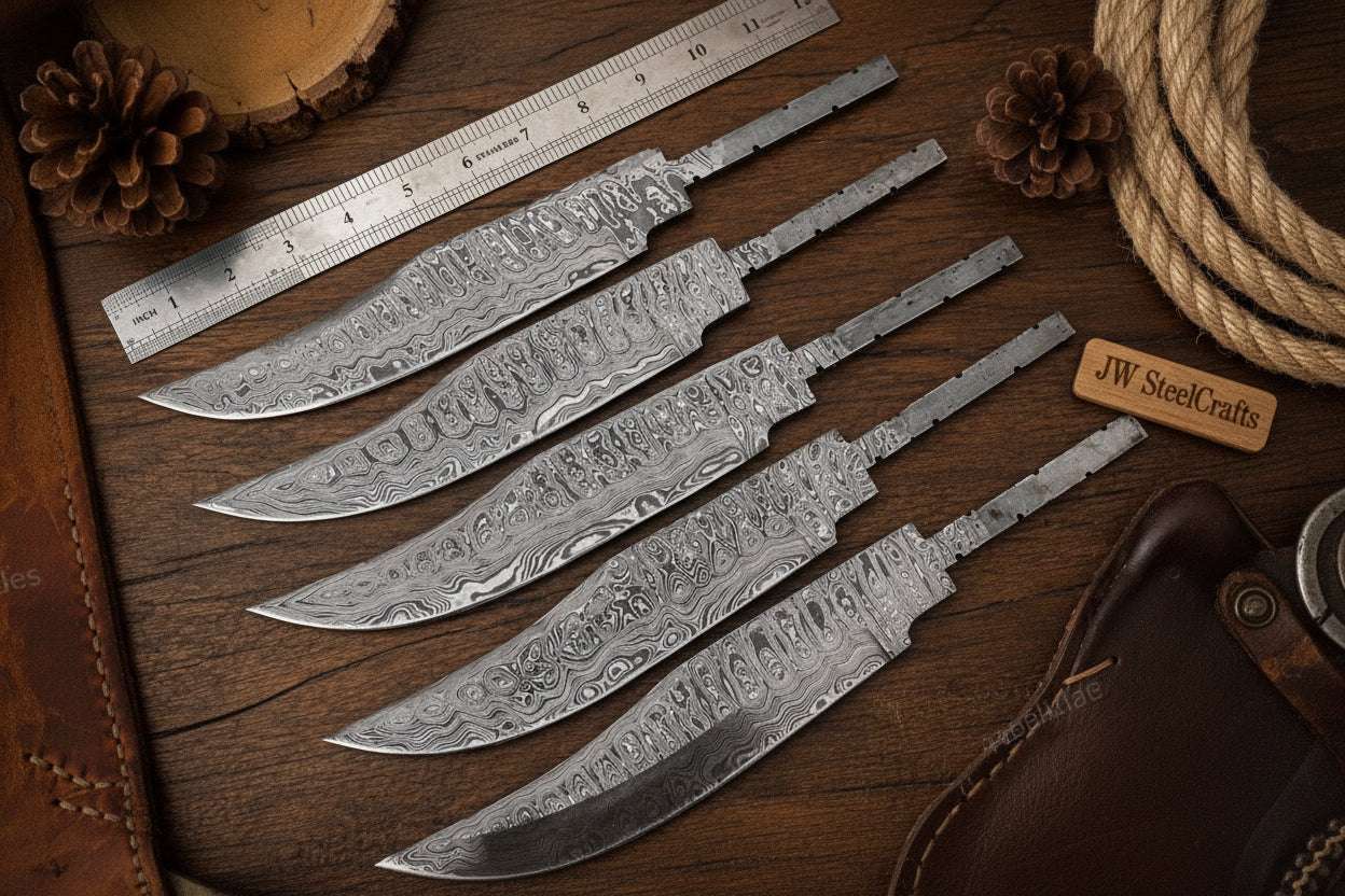 Palmarius Outdoors Rangehand Blade Blank Set 9" Handmade Damascus Full Tang Blank Knife blank Blades