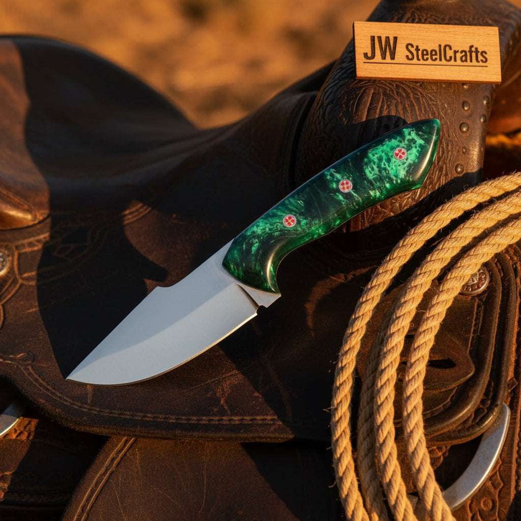 Palmarius Outdoors Emerald Range Skinner Knife 8" Handmade Stainless Marbled Resin handle Skinner Knife
