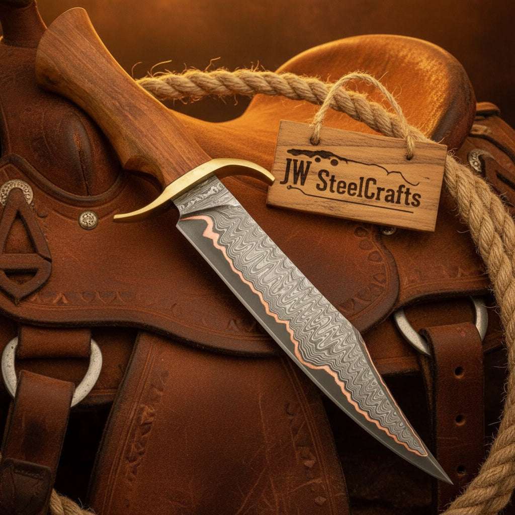 Palmarius Outdoors Timberland Trapper Bowie Knife 10" Handmade Damascus Presentation Box Bowie Knife