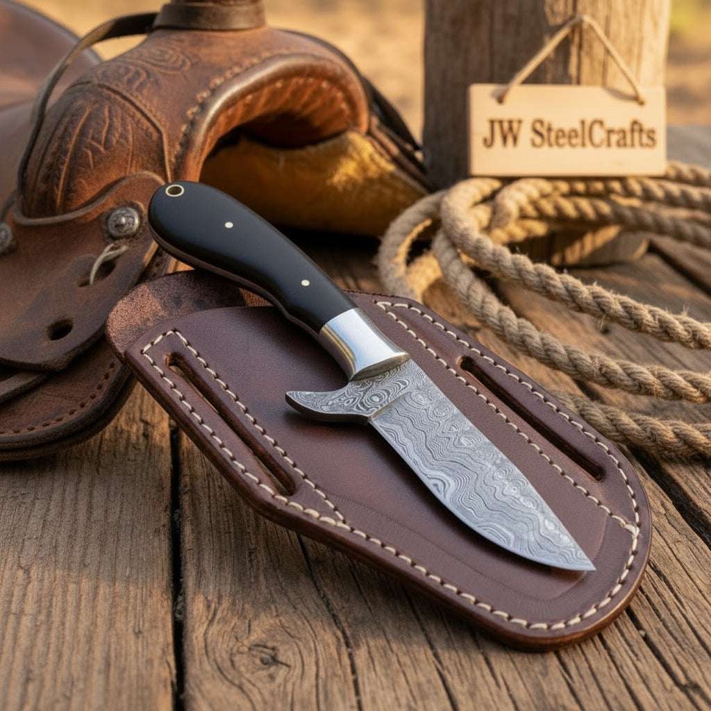 Palmarius Outdoors Onyx Range Skinner Knife 8" Handmade Damascus Black Micarta handle Skinner Knife