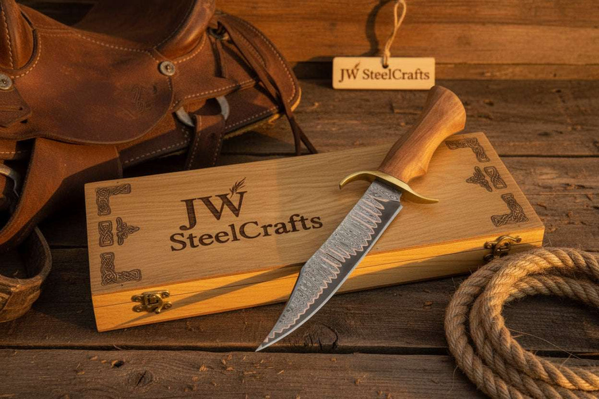 Palmarius Outdoors Timberland Trapper Bowie Knife 10" Handmade Damascus Presentation Box Bowie Knife