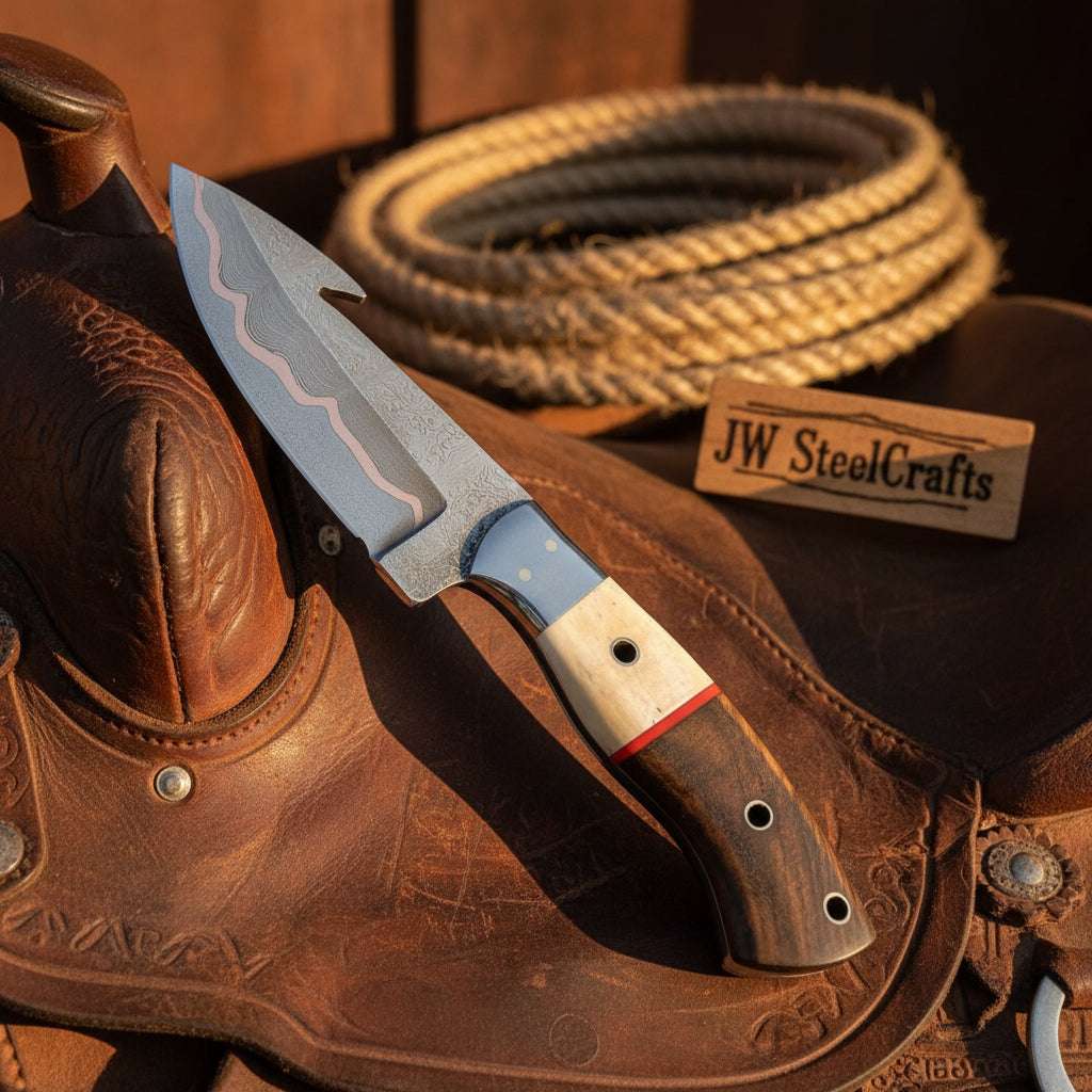 Palmarius Outdoors Roughrider Trail Gut Hook Knife 10" Handmade San Mai Steel Handmade Gut Hook Knives