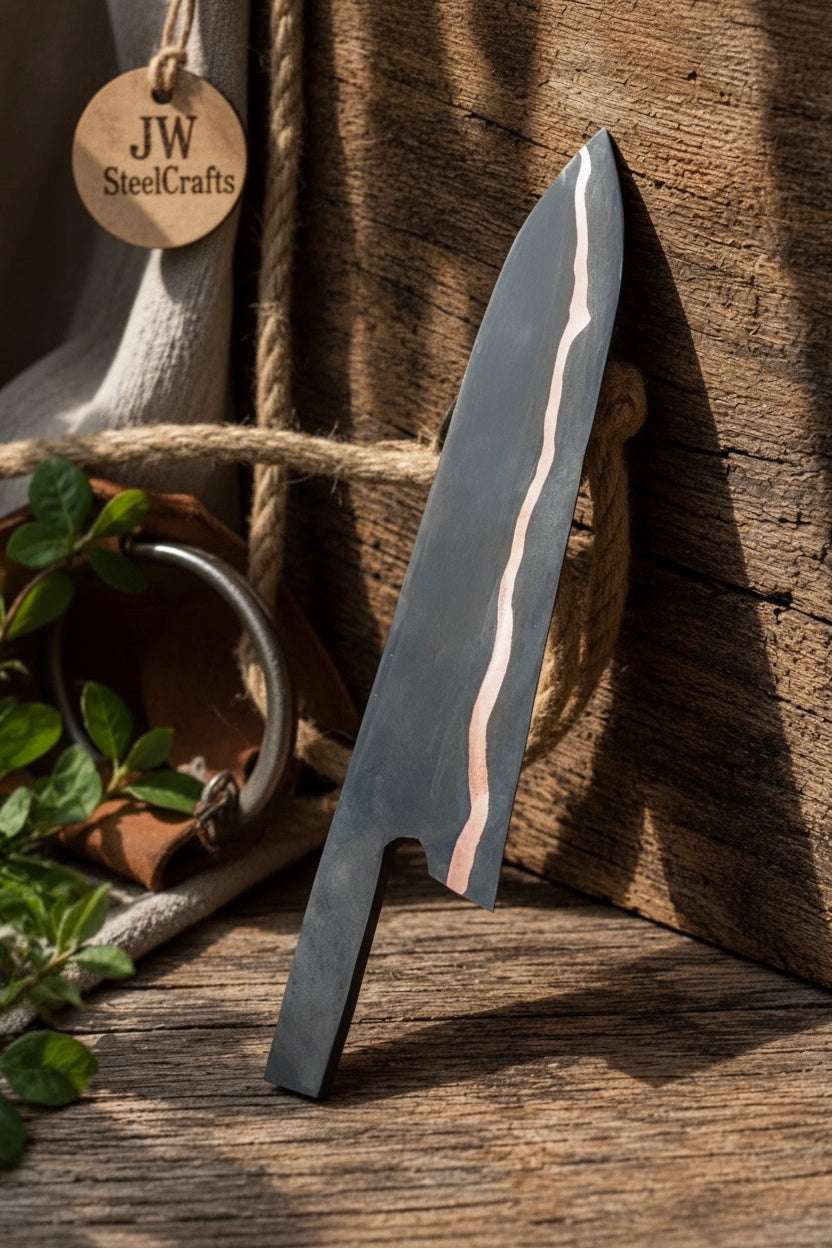 Palmarius Outdoors Blackout Trail Bull Cutter Blank Blade 12" Handmade San Mai Steel Knife blank Blades