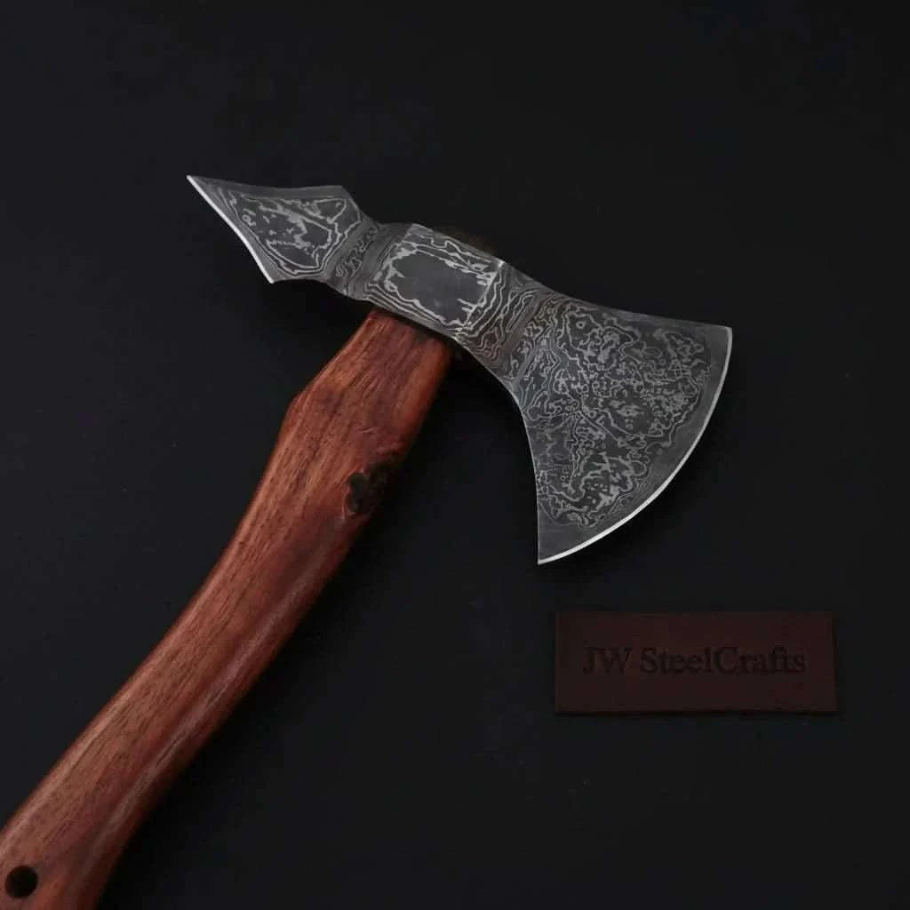 Palmarius Outdoors Double-Bit Damascus Axe Head with Rear Spike Variant Handmade Axe