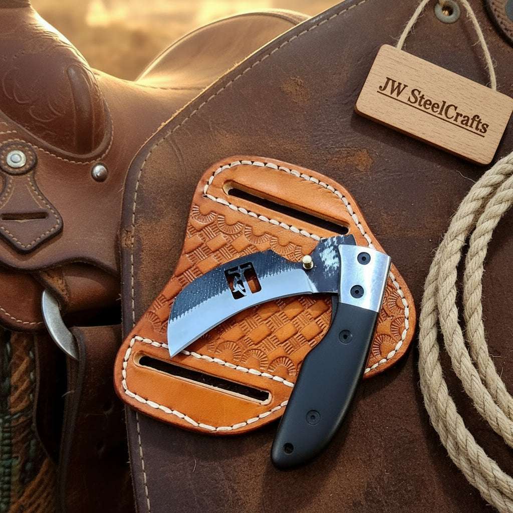 Palmarius Outdoors Ebony Grip Folding Bull Cutter Knife 6" High Carbon With Black Micarta Handle Folding Knife