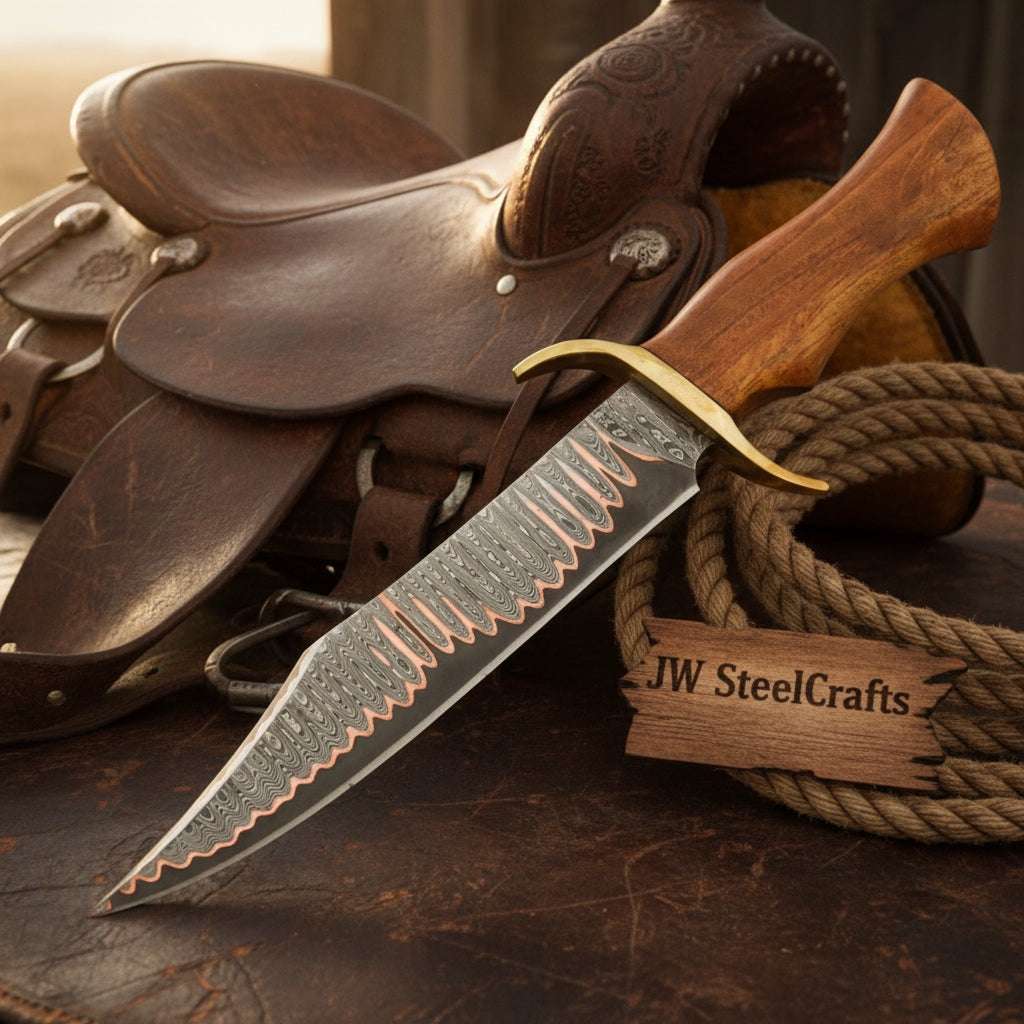 Palmarius Outdoors Timberland Trapper Bowie Knife 10" Handmade Damascus Presentation Box Bowie Knife