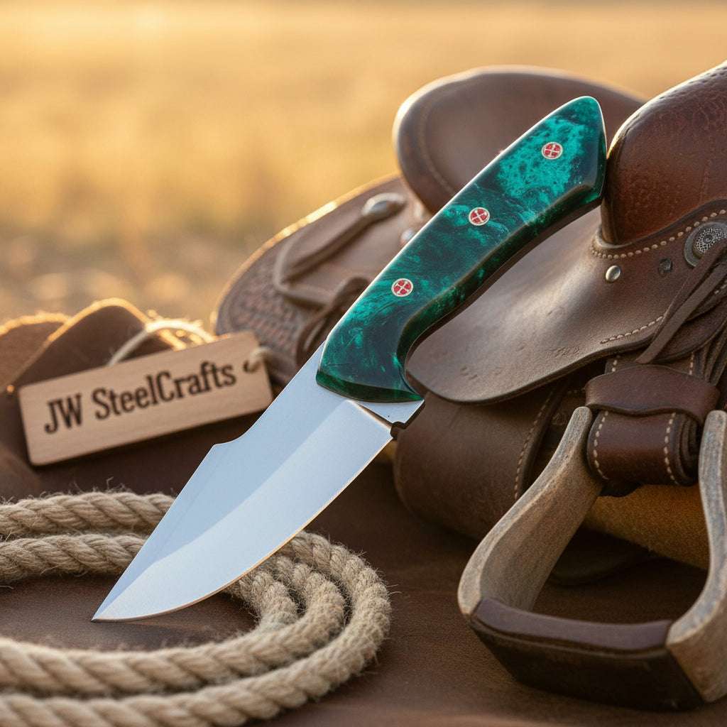 Palmarius Outdoors Emerald Range Skinner Knife 8" Handmade Stainless Marbled Resin handle Skinner Knife