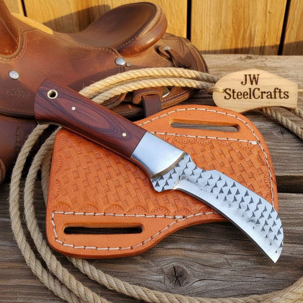 Palmarius Outdoors Redwood Textured Trapper Cowboy Knife 7" High Carbon with Rosewood Handle cowboy knives