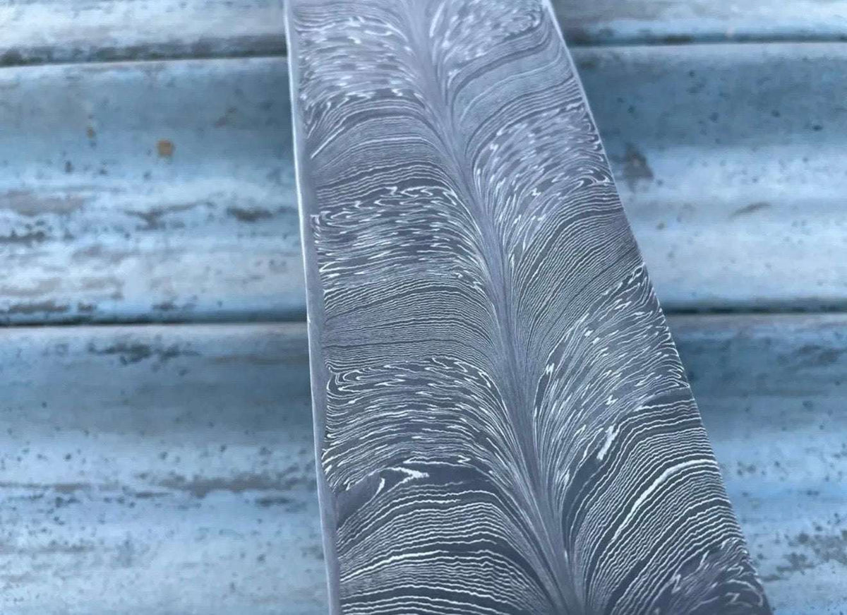 Palmarius Outdoors Silvertrail Damascus Billet Bar 16" Handmade Raindrop Pattern Bullet bar