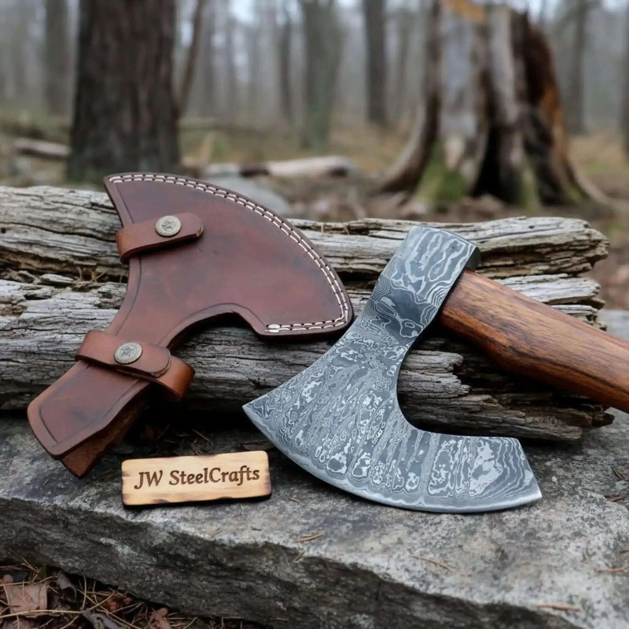 Palmarius Outdoors Viking Damascus Bearded Axe with 19 Inch Rosewood Handle Handmade Axe
