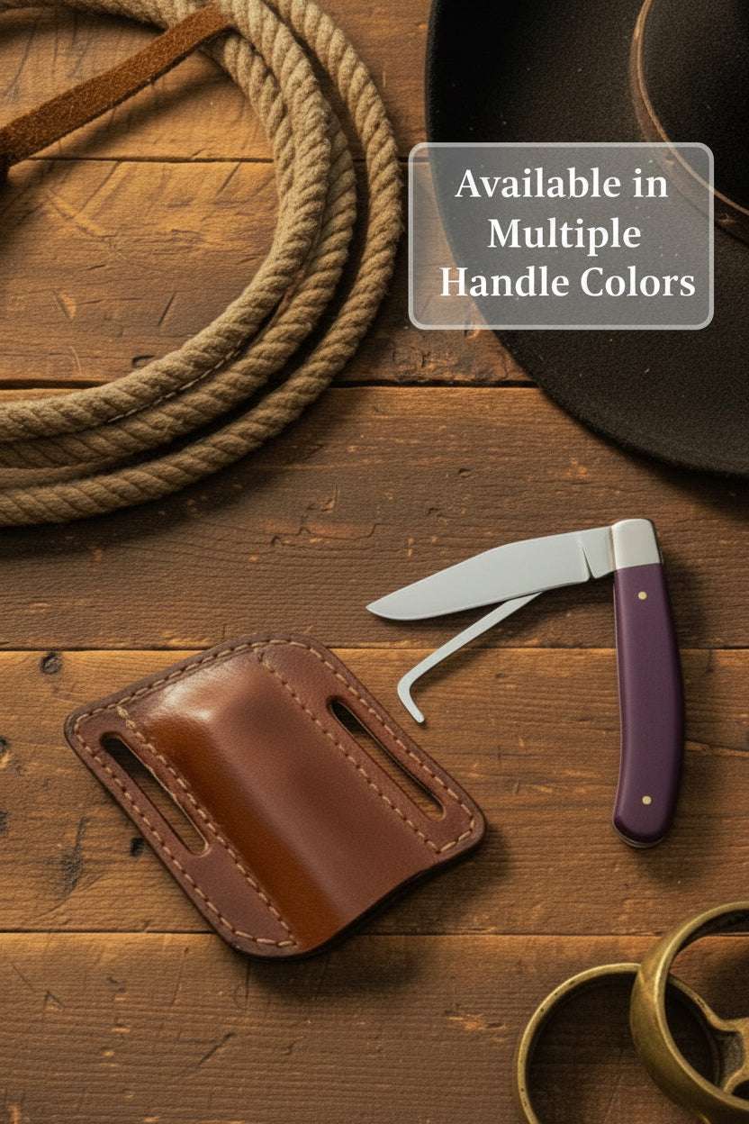 Palmarius Outdoors Plum Ridge Stockman Folder Knife 7" Handmade Purple Resin with Hook Tool Folding Knife
