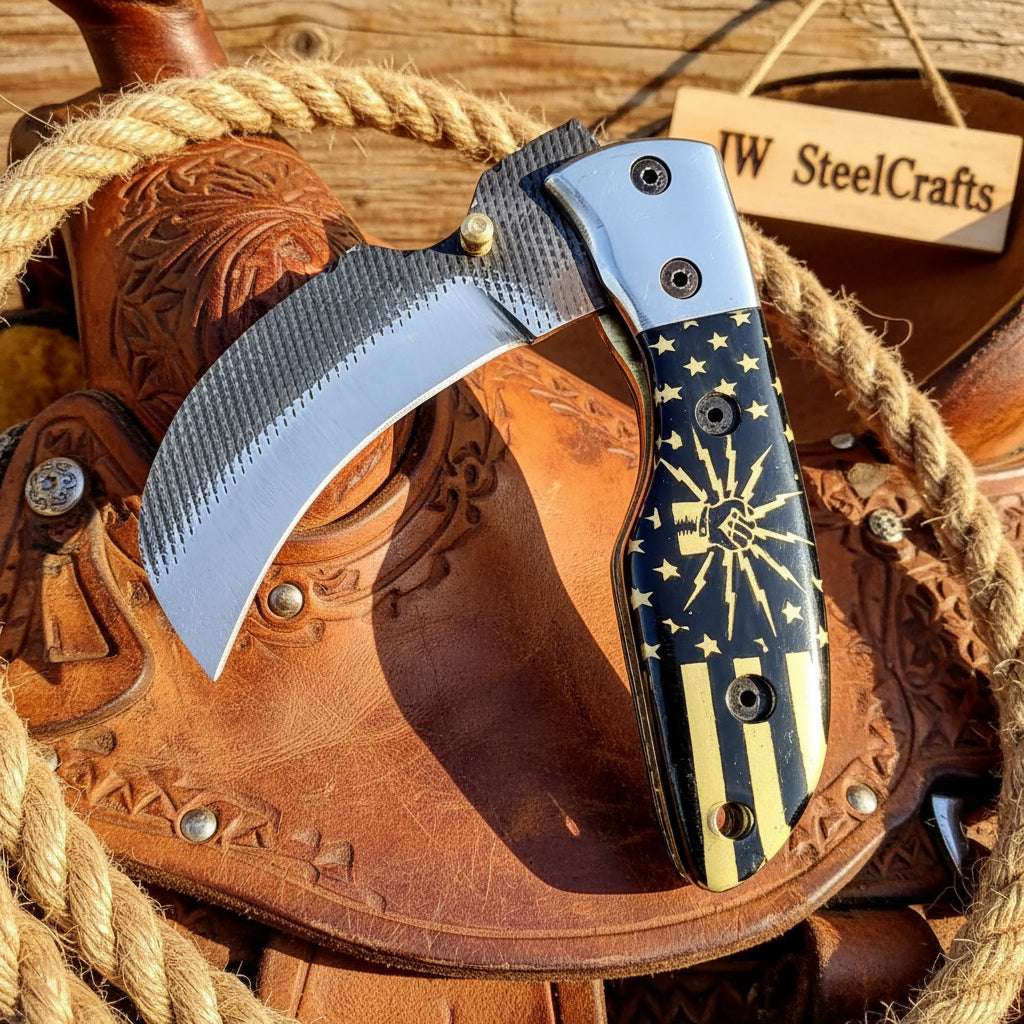Palmarius Outdoors Patriot Fist Folding Karambit Knife 7" Handmade Fist Resin Handle Folding Knife