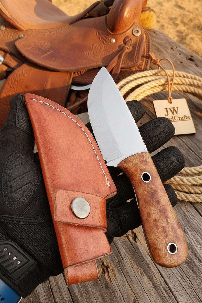 Palmarius Outdoors Woodgrain Trail Skinner Knife 7.5" Handmade High Carbon Steel Wood Handle Skinner Knife