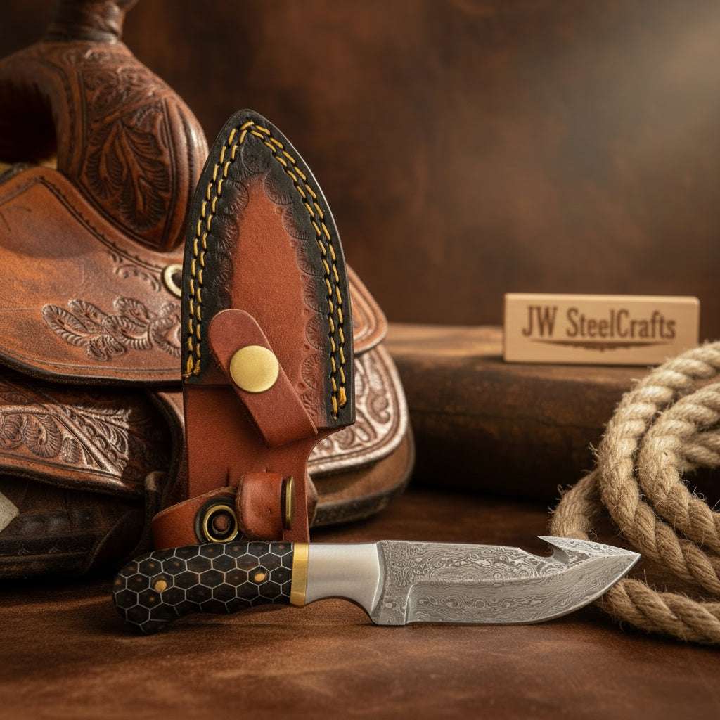 Palmarius Outdoors Honeycomb Hook Hunting Knife 11" Handmade with Functional Gut Hook Handmade Gut Hook Knives