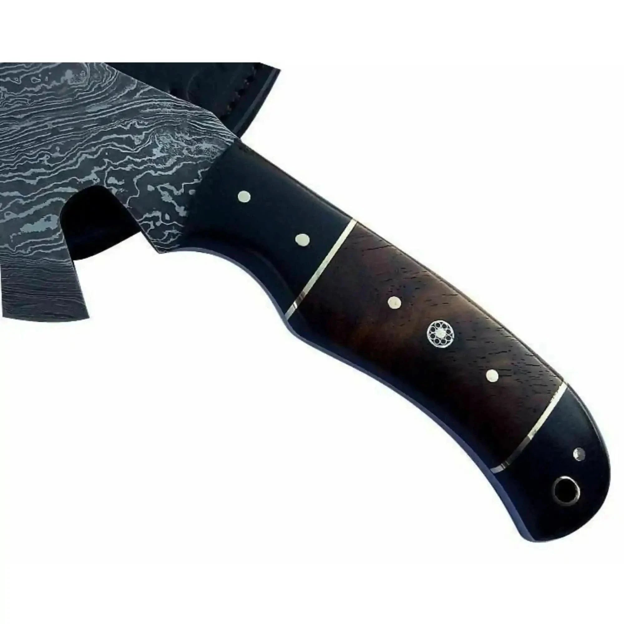 Palmarius Outdoors Kaelwyn Damascus Cleaver Hatchet with Layered Wood Scales Handmade Axe