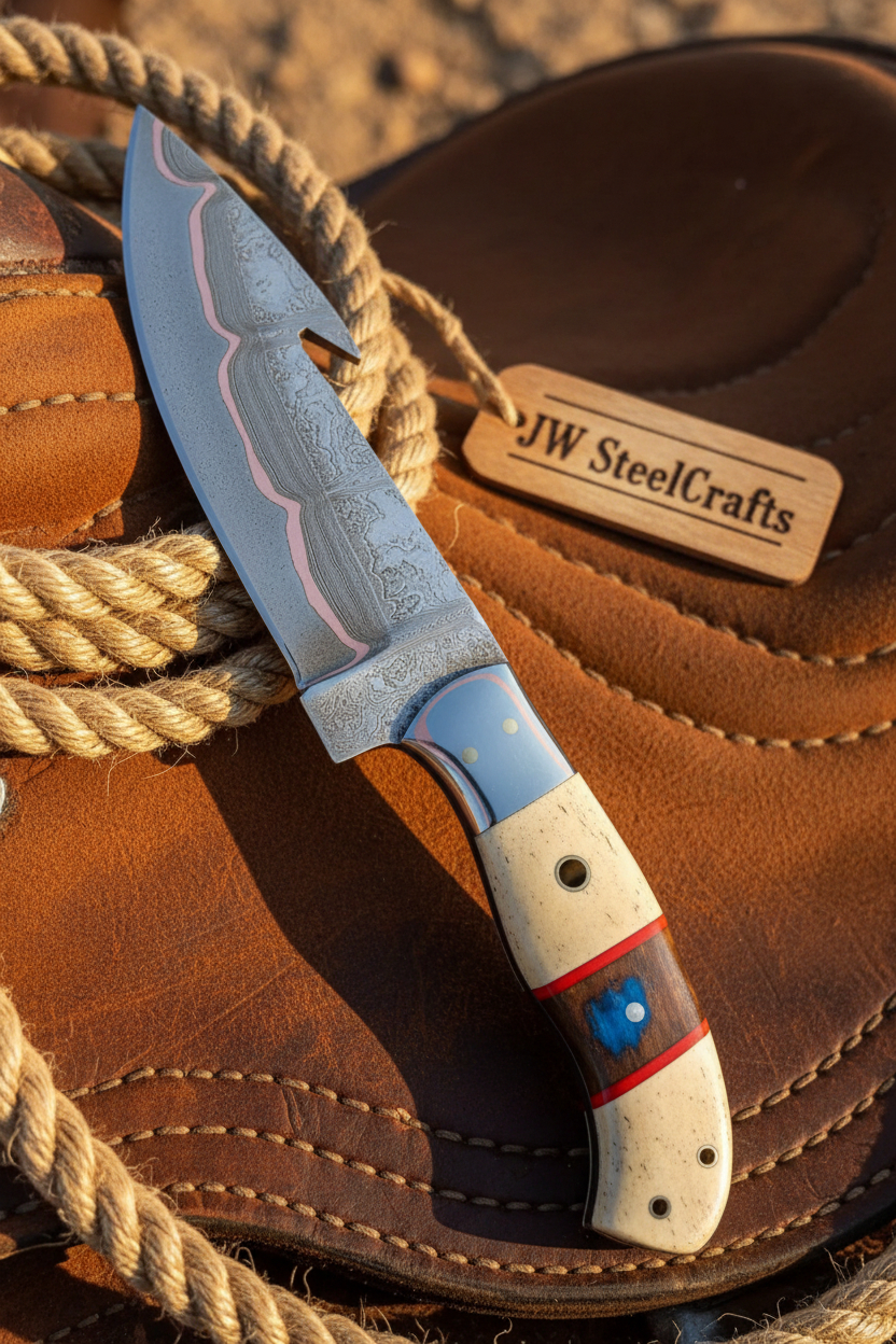 Palmarius Outdoors Prairie Star Gut Hook Skinner Knife 11" Handmade San Mai Turquoise Handmade Gut Hook Knives