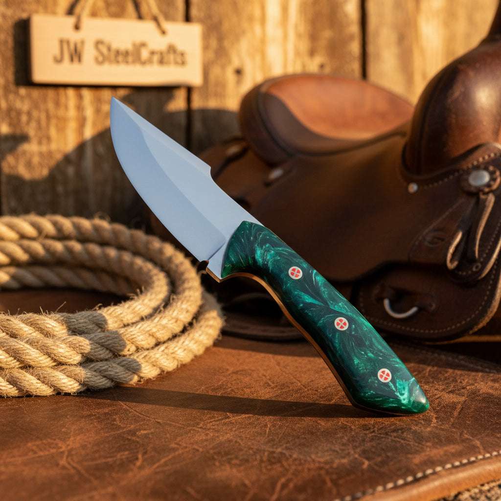 Palmarius Outdoors Emerald Range Skinner Knife 8" Handmade Stainless Marbled Resin handle Skinner Knife