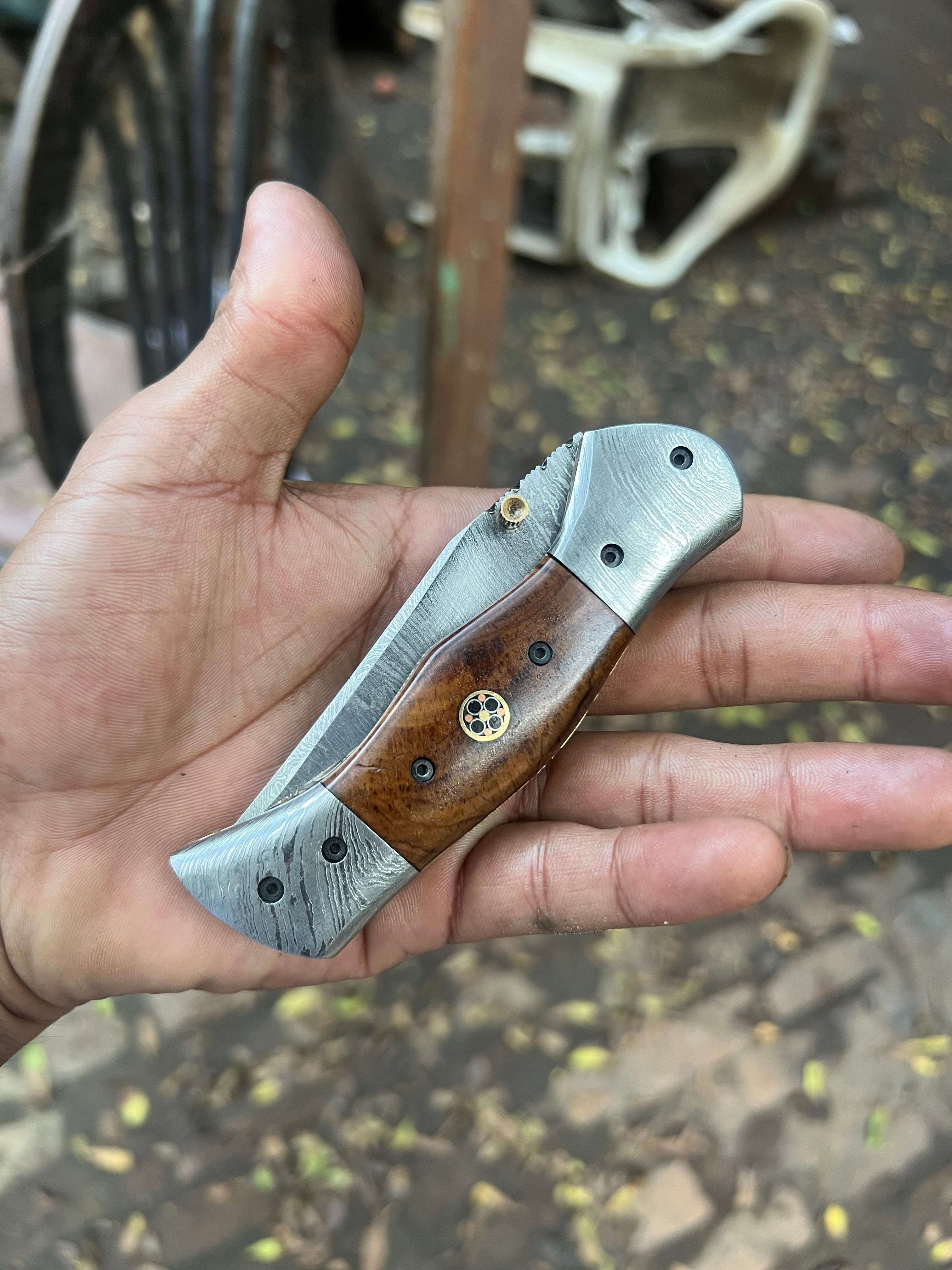 Palmarius Outdoors Rosewood Trail Folder Knife 6" Handmade Rosewood Handle EDC Folder Folding Knife