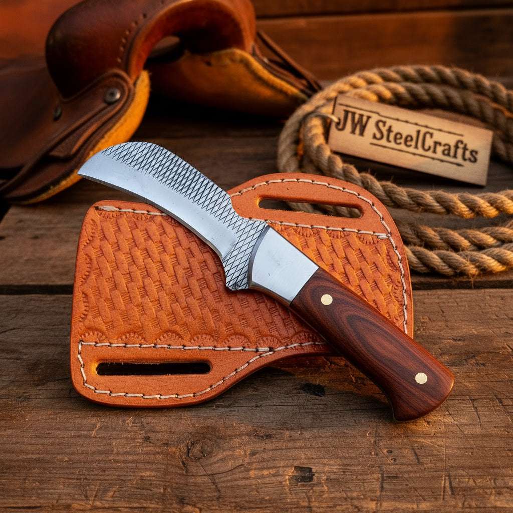 Palmarius Outdoors Redwood Textured Trapper Cowboy Knife 7" High Carbon with Rosewood Handle cowboy knives