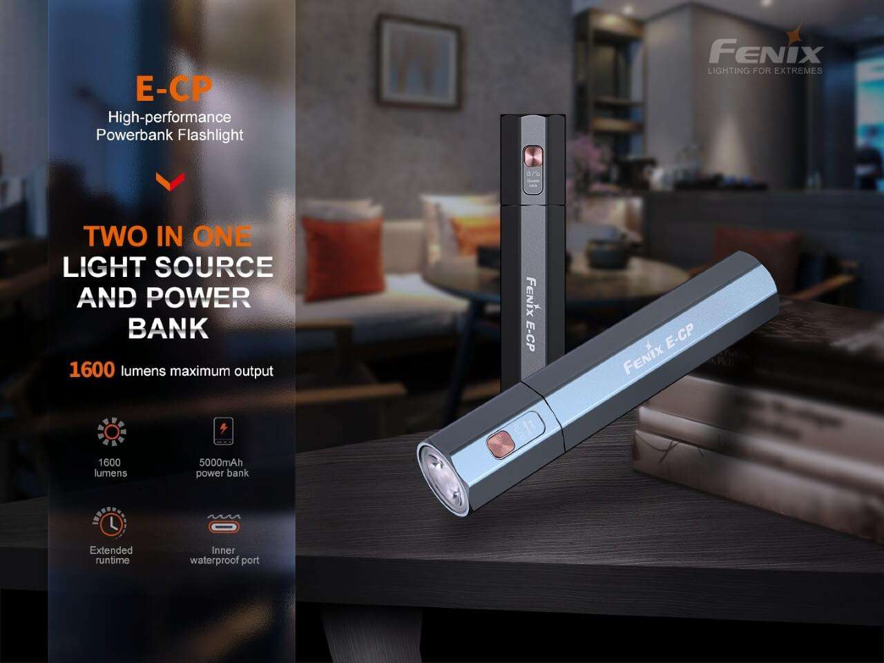 Palmarius Outdoors Fenix E-CP 1600-lumen LED Flashlight/Powerbank Emergency Flashlight