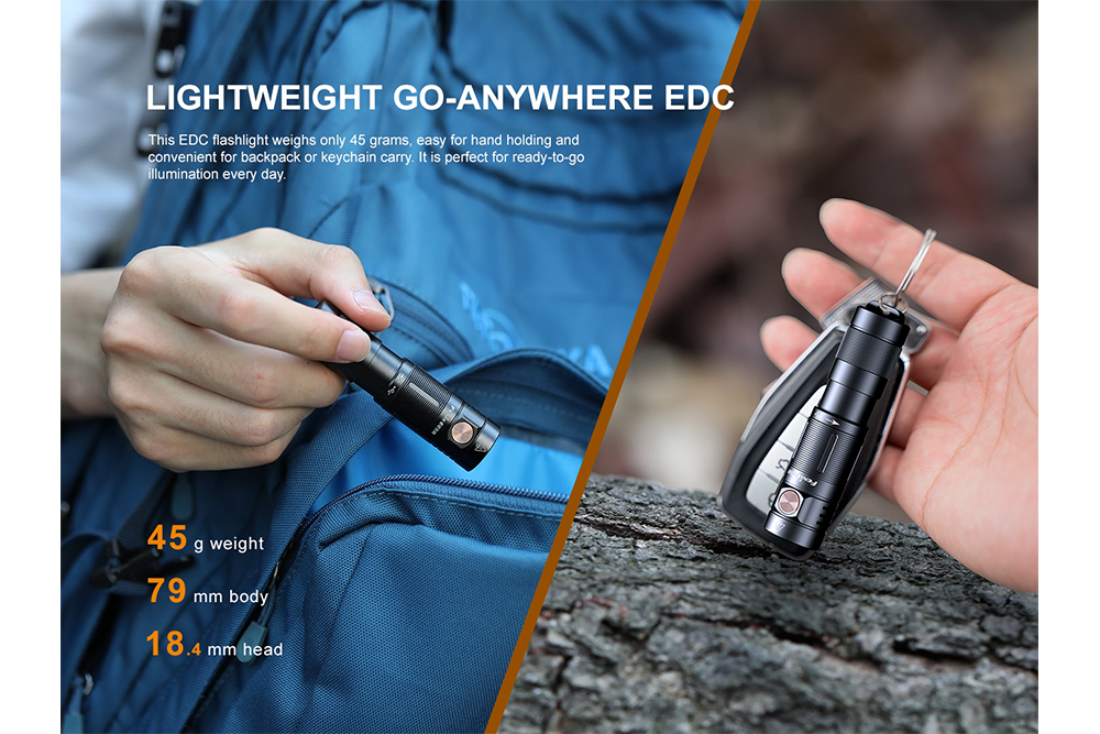 Palmarius Outdoors Fenix E09R Rechargeable High-Output Flashlight - 600 Lumens Keychain Flashlight