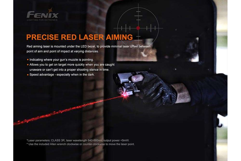 Palmarius Outdoors Fenix GL22 Tactical LED Light with Red Laser Pistol Light