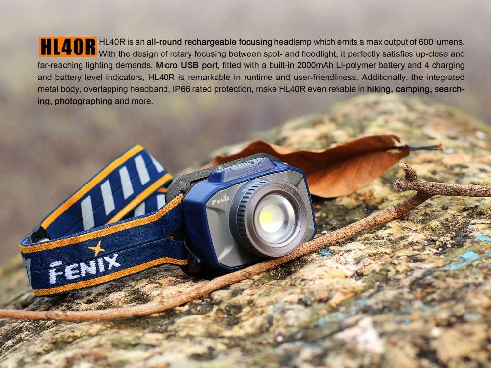 Palmarius Outdoors Fenix HL40R Focusable USB Rechargeable LED Headlamp Headlamp