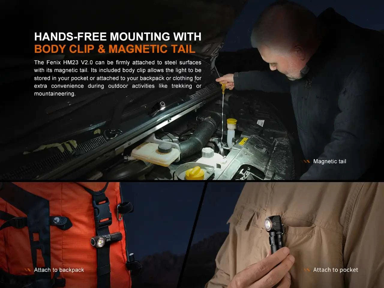 Palmarius Outdoors Fenix HM23 V2.0 Lightweight Detachable AA Headlamp Headlamp