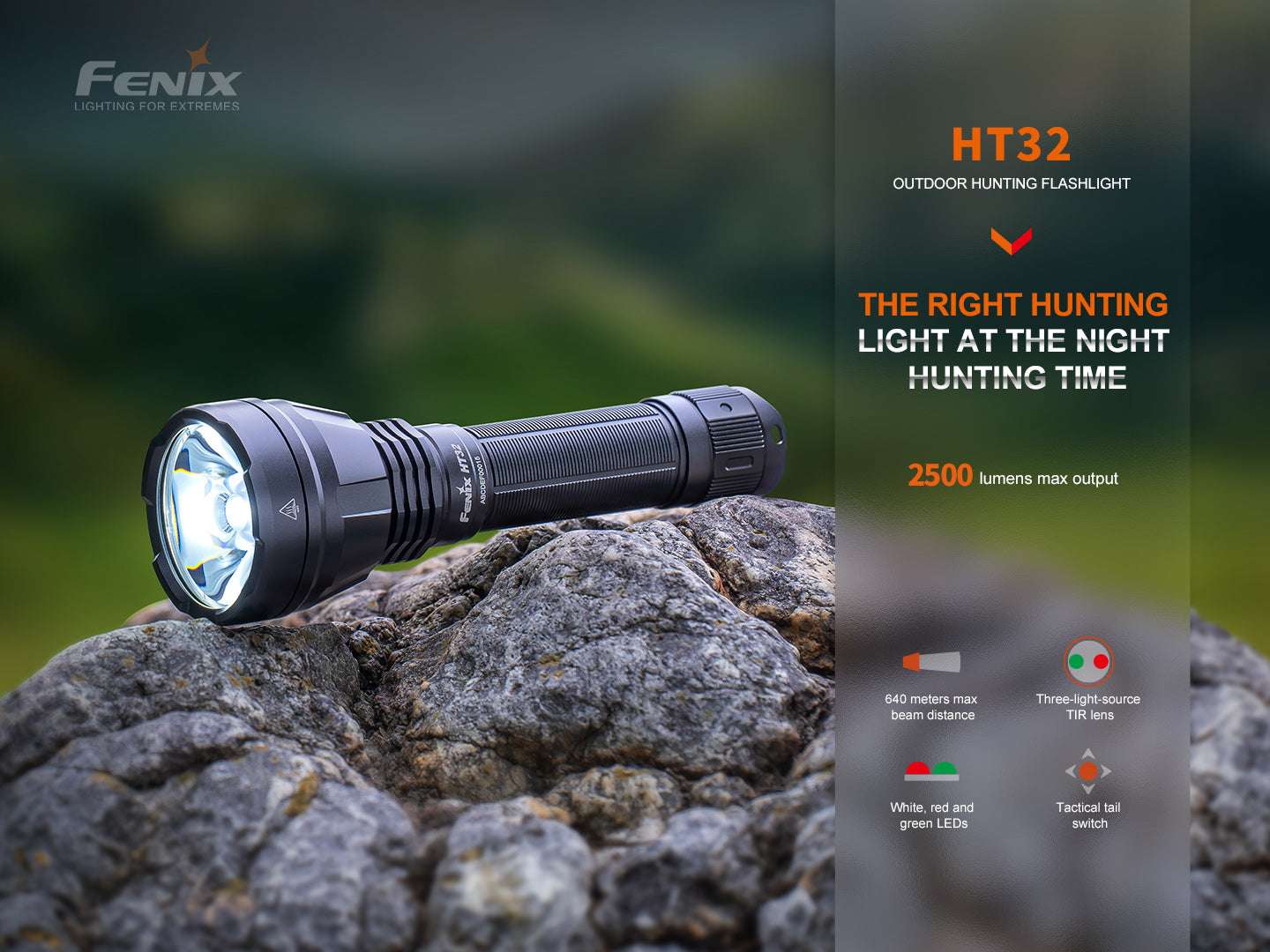 Palmarius Outdoors Fenix HT32 Hunting Flashlight with Red & Green Output Hunting Flashlight