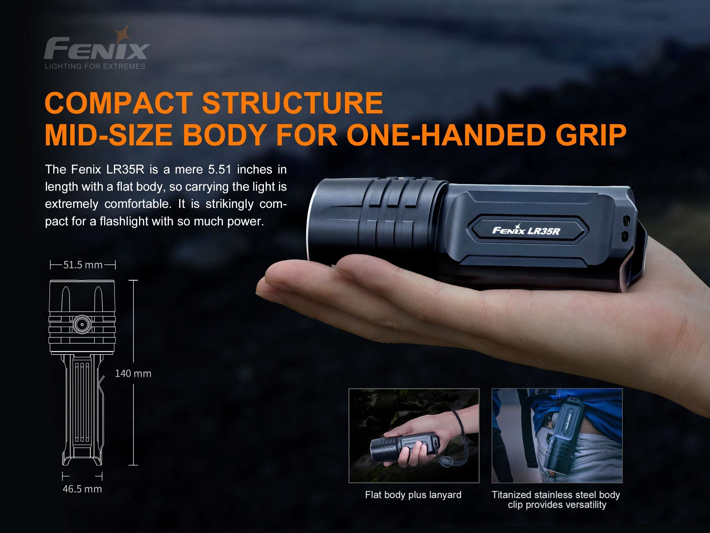 Palmarius Outdoors Fenix LR35R Rechargeable LED Flashlight - 10,000 Lumens Rechargeable Flashlight