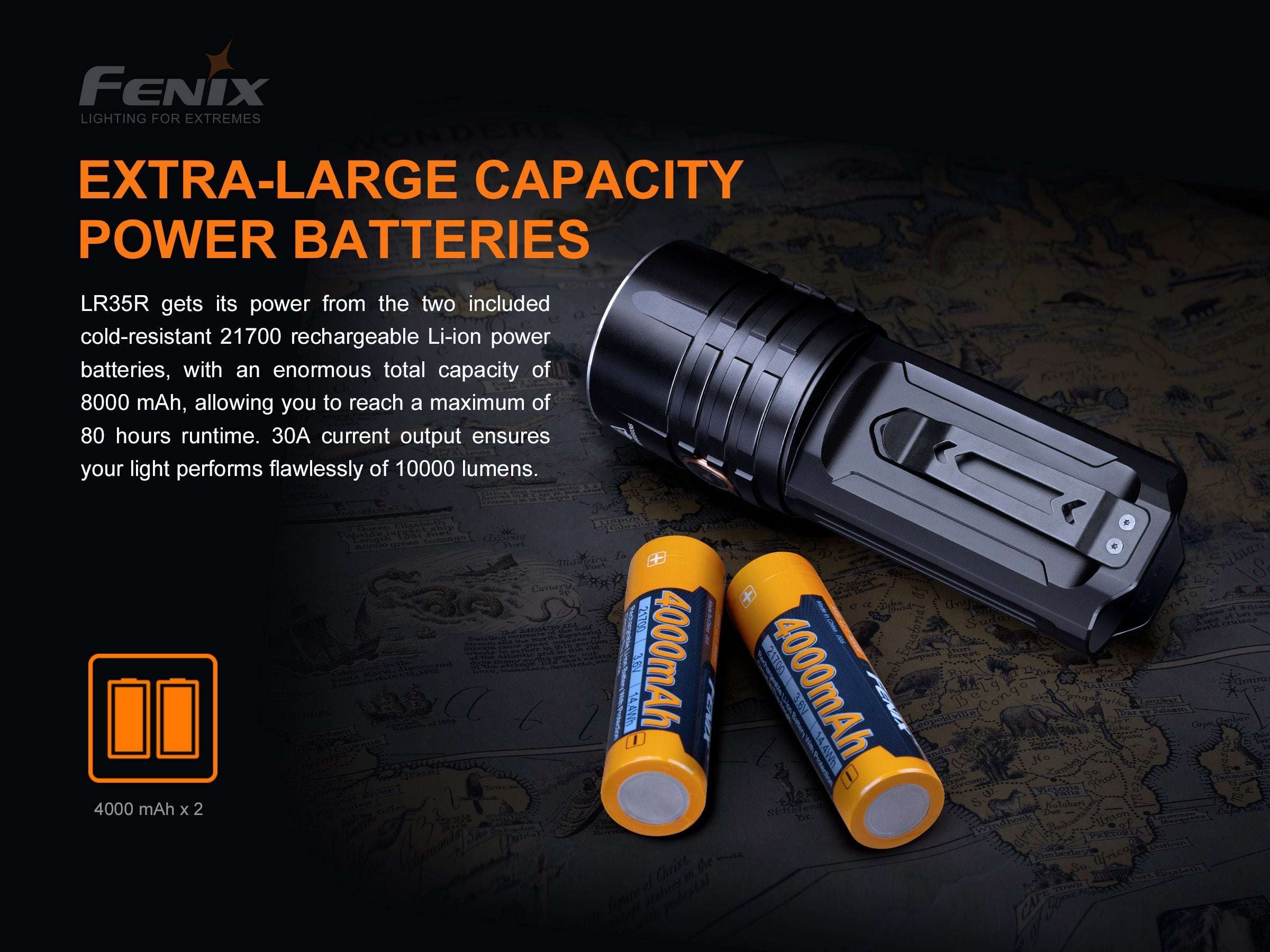 Palmarius Outdoors Fenix LR35R Rechargeable LED Flashlight - 10,000 Lumens Rechargeable Flashlight