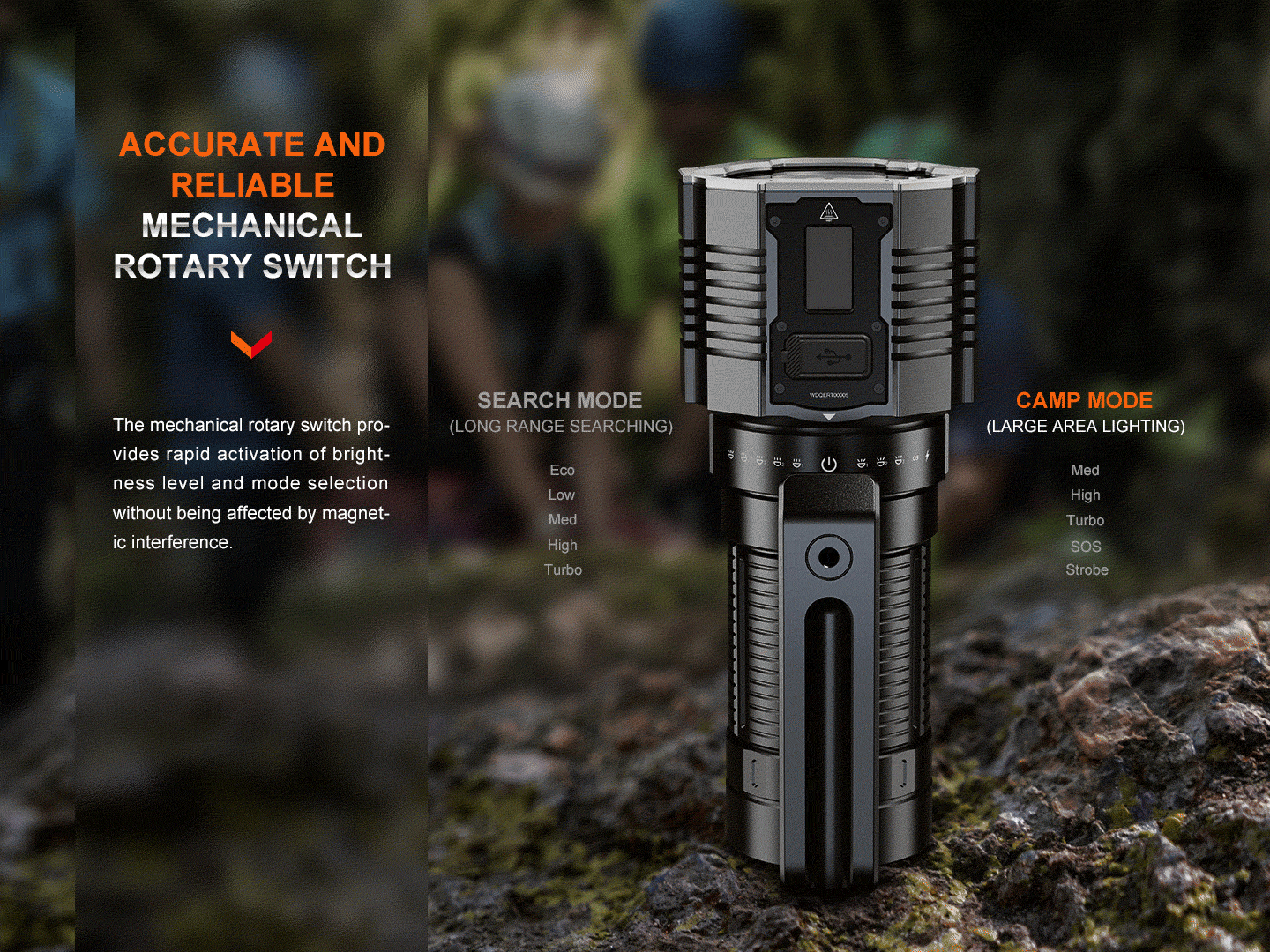 Palmarius Outdoors Fenix LR60R Rotary Switch Rechargeable Searchlight - 21000 Lumens Rechargeable Flashlight