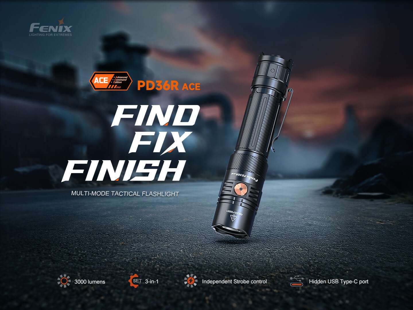 Palmarius Outdoors Fenix PD36R ACE Customizable Multi-Mode Flashlight Tactical Flashlight