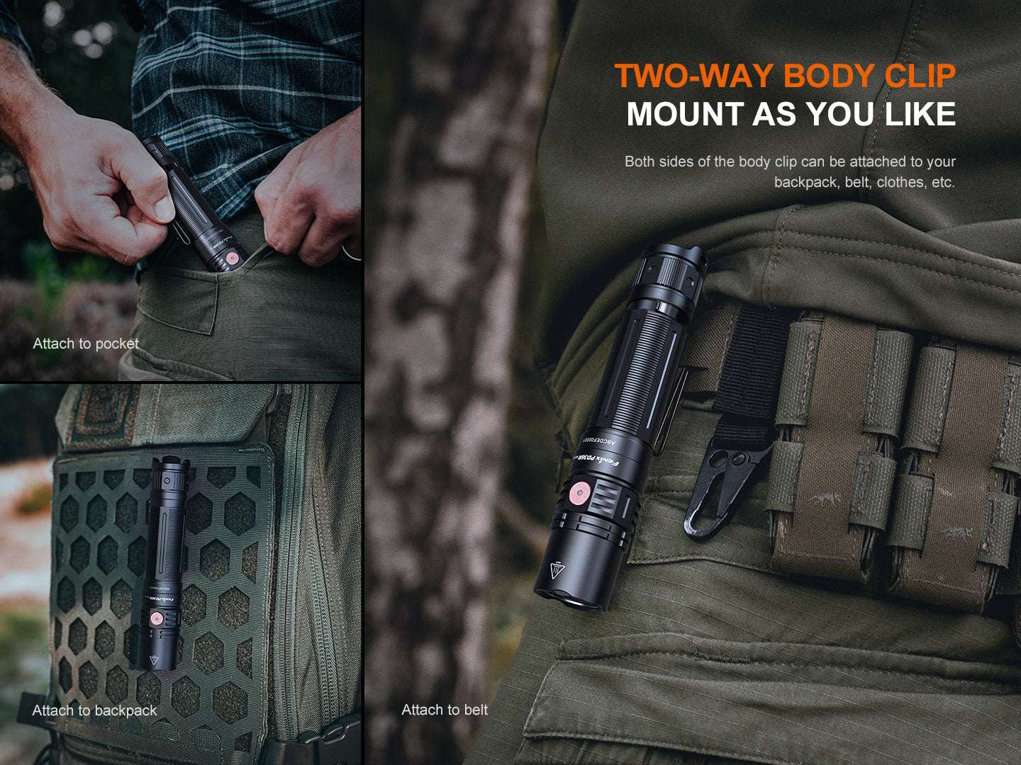 Palmarius Outdoors Fenix PD36R V2 Compact Rechargeable Tactical Flashlight - 1700 Lumens Tactical Flashlight