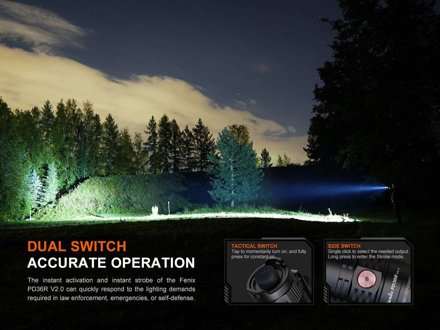 Palmarius Outdoors Fenix PD36R V2 Compact Rechargeable Tactical Flashlight - 1700 Lumens Tactical Flashlight