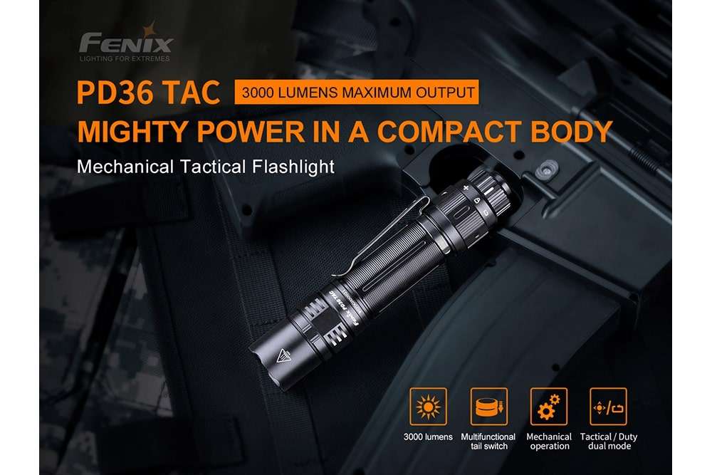 Palmarius Outdoors Fenix PD36 TAC Tactical Flashlight - 3000 Lumens Tactical Flashlight