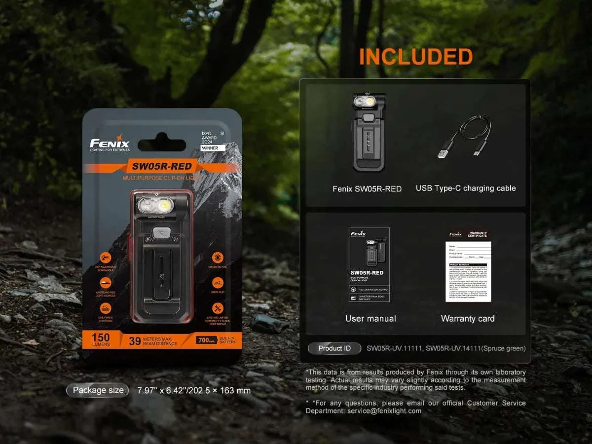 Palmarius Outdoors Fenix SW05R Multipurpose Clip-On Light with Red or UV Output EDC Flashlight