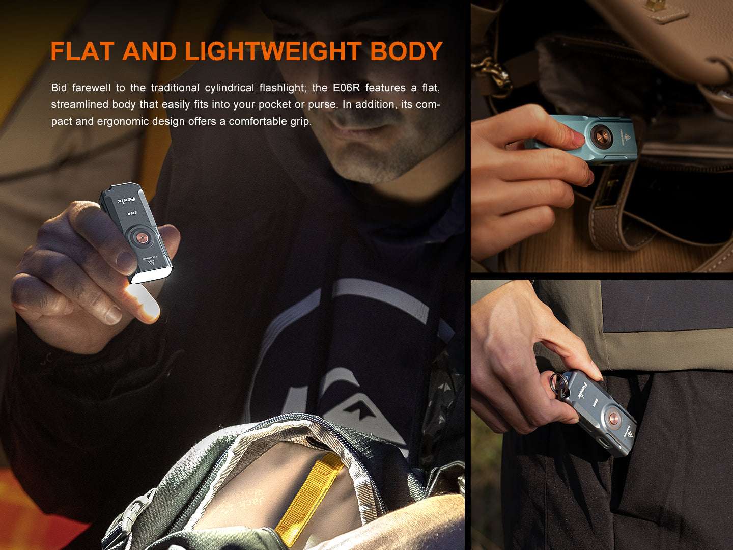 Palmarius Outdoors Fenix E06R Keychain Light with White, UV, and Red Laser Lights Keychain Flashlight