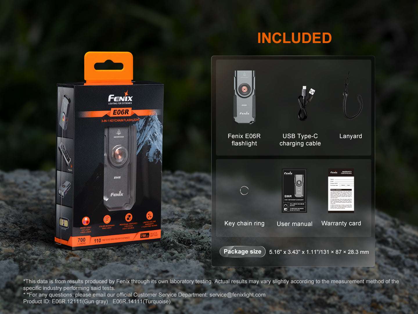 Palmarius Outdoors Fenix E06R Keychain Light with White, UV, and Red Laser Lights Keychain Flashlight