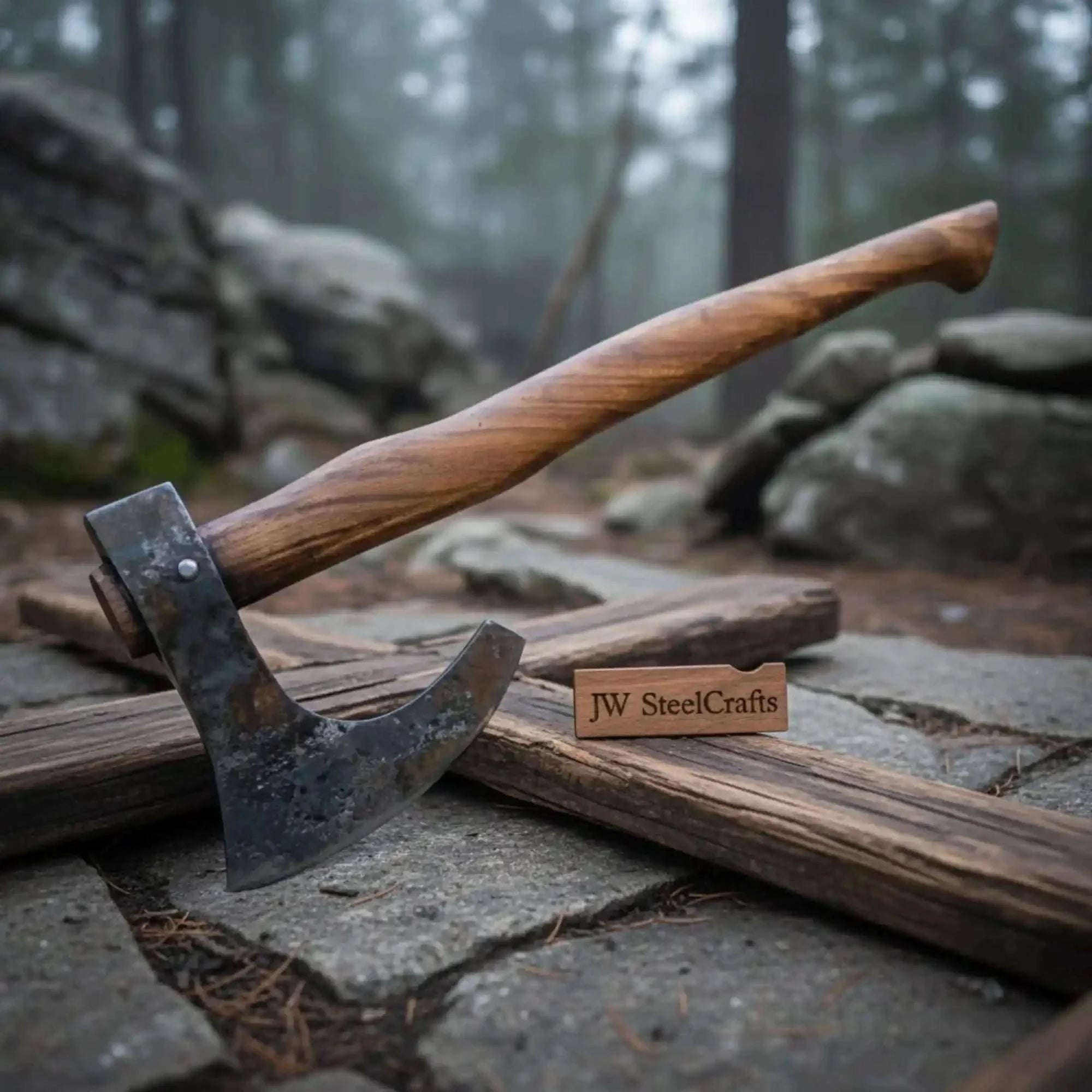 Palmarius Outdoors Real Forged Viking Combat Tomahawk bearded axe hatchet With Rose Wood Handle Handmade Axe