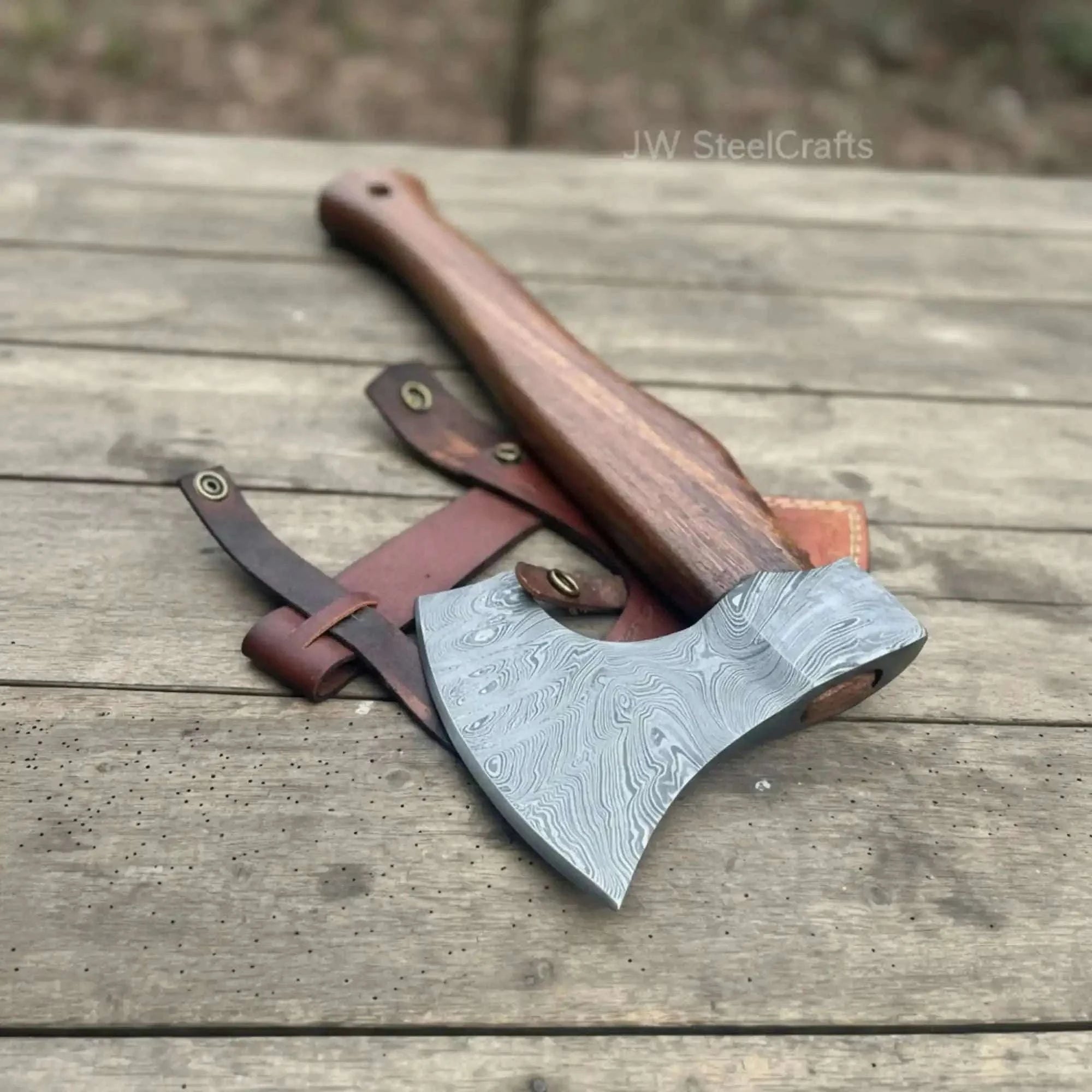 Palmarius Outdoors Viking Bearded Axe Damascus head Wood Handle Viking-Axes