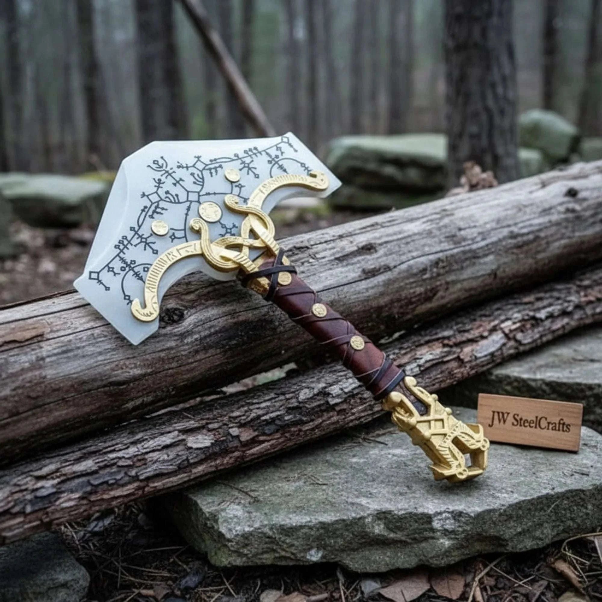 Palmarius Outdoors Mjolnir Viking Thor Hammer Axe 12" Handmade Norse Replica with Engraved Nordic Blade Thor Hammer