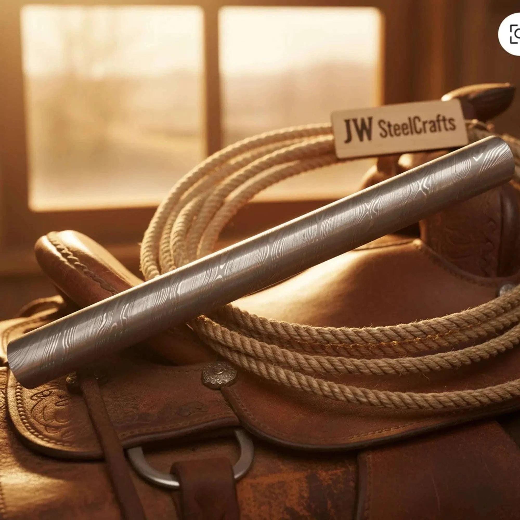 Palmarius Outdoors Damascus Steel Honing Rod 10" Sharpening Steel for Chef Knives Damascus Rod
