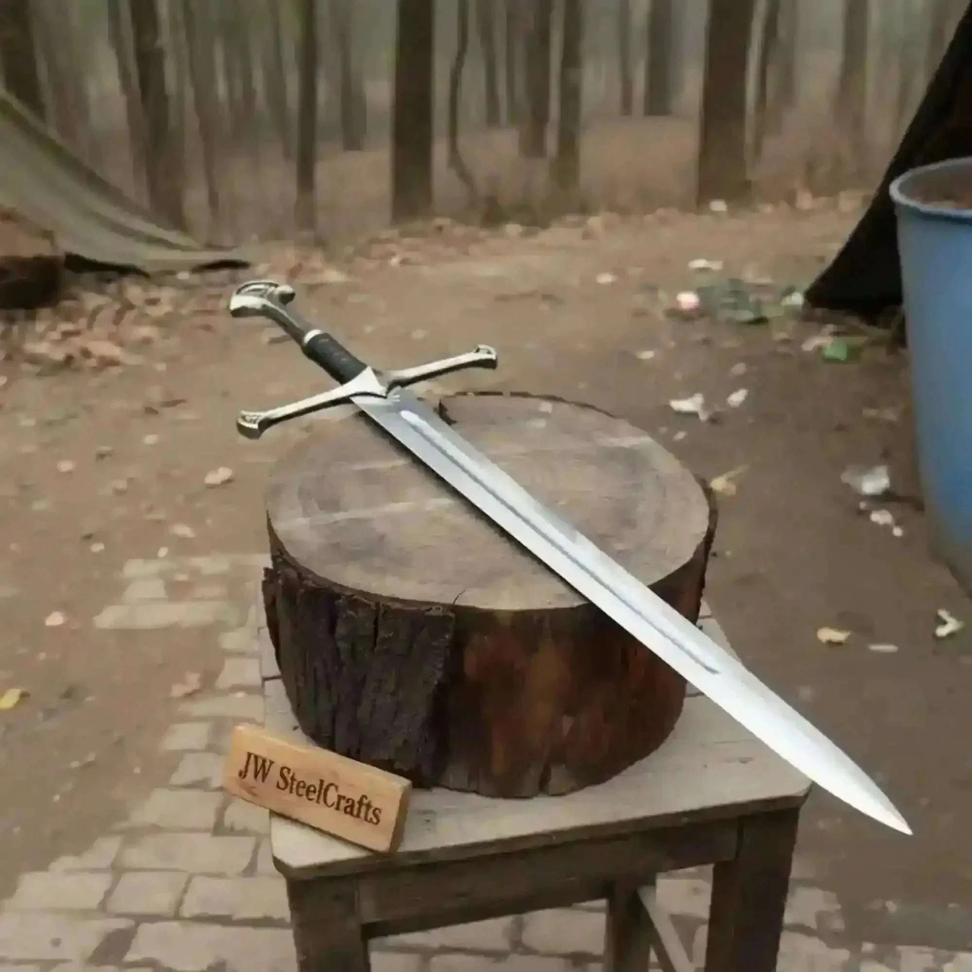Palmarius Outdoors Handmade Crusader Sword in Polished Steel with Medieval Crossguard 